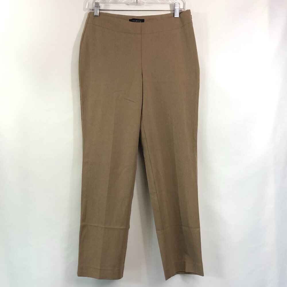 Talbots Tan Heritage Dress Slacks Side Zip Size 6 P